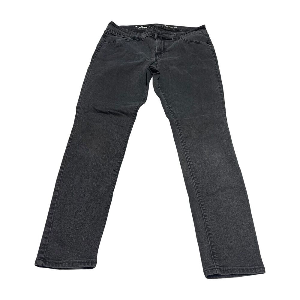Old Navy Jeans Women's 16 Black Denim Cotton Super Skinny Leg Classic Mid-Rise